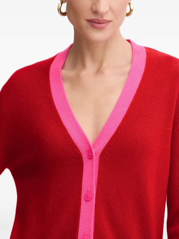 FROM FUTURE Cardigan Gola V Com Botões | Vermelho | FARFETCH BR