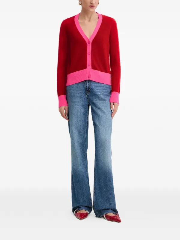 FROM FUTURE Cardigan Gola V Com Botões | Vermelho | FARFETCH BR