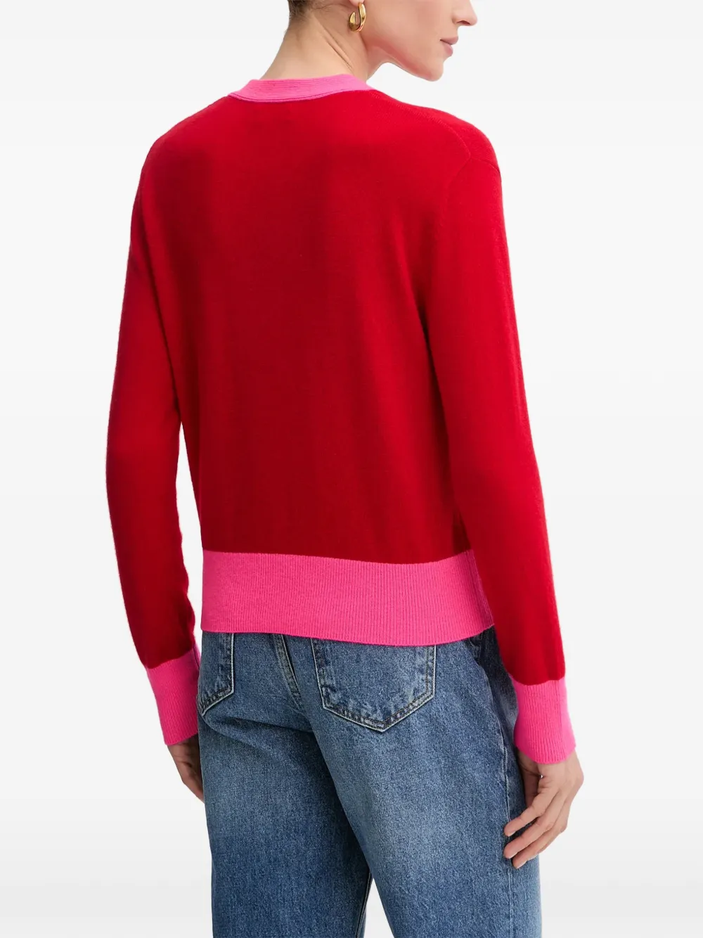  From Future V-neck Button Cardigan - Red 