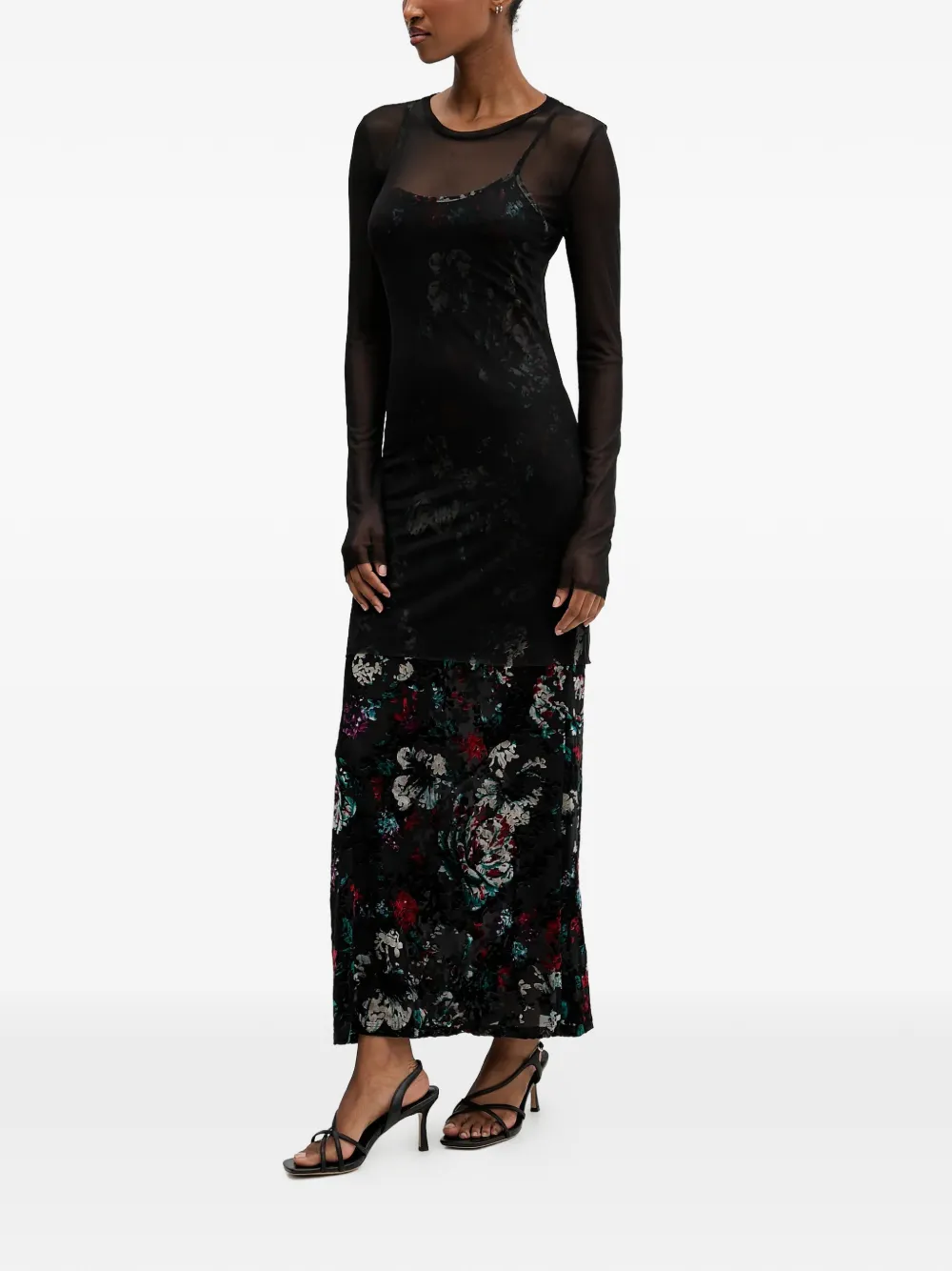 Desigual floral-print maxi dress - Zwart