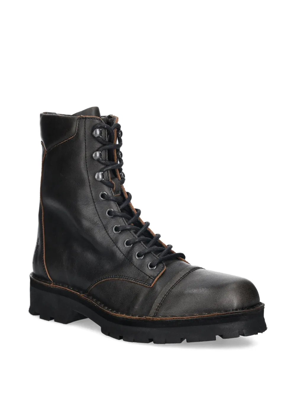 Fly London lace-up topstitching boots Zwart