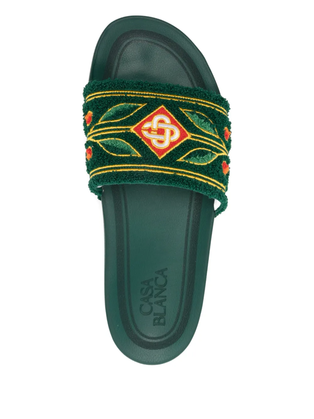 Casablanca Slippers met geborduurde bloemen Groen