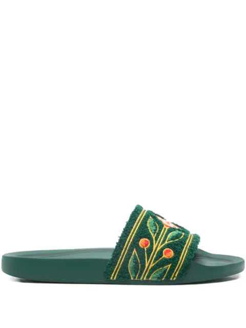 Casablanca floral-embroidered slides