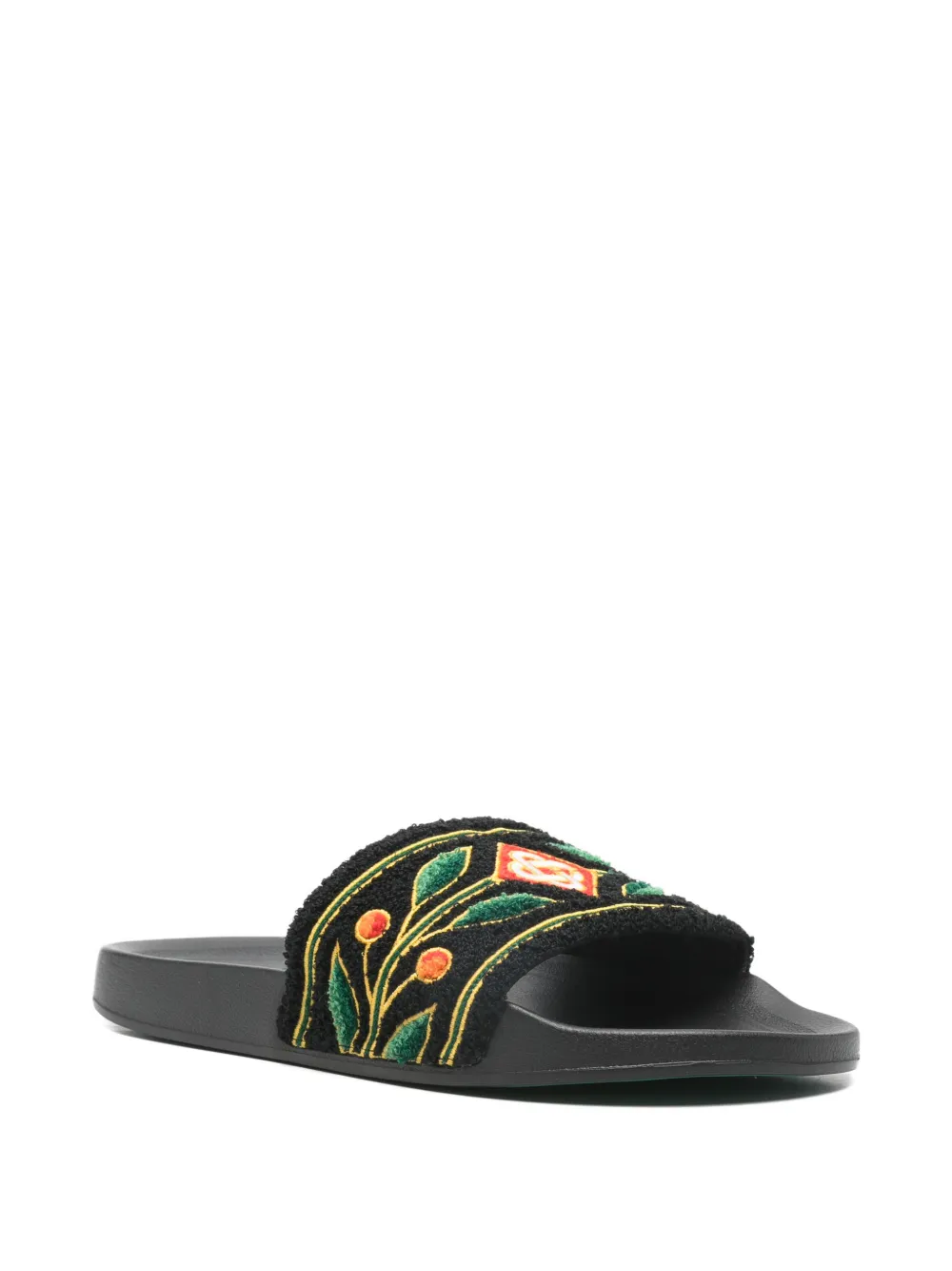 Casablanca floral embroidered sandals - Zwart