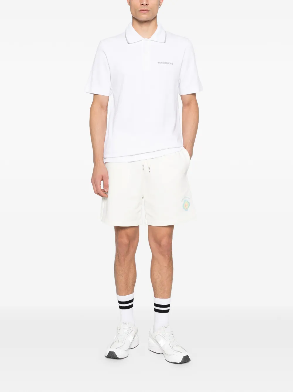 Casablanca logo-embroidered polo shirt - Wit