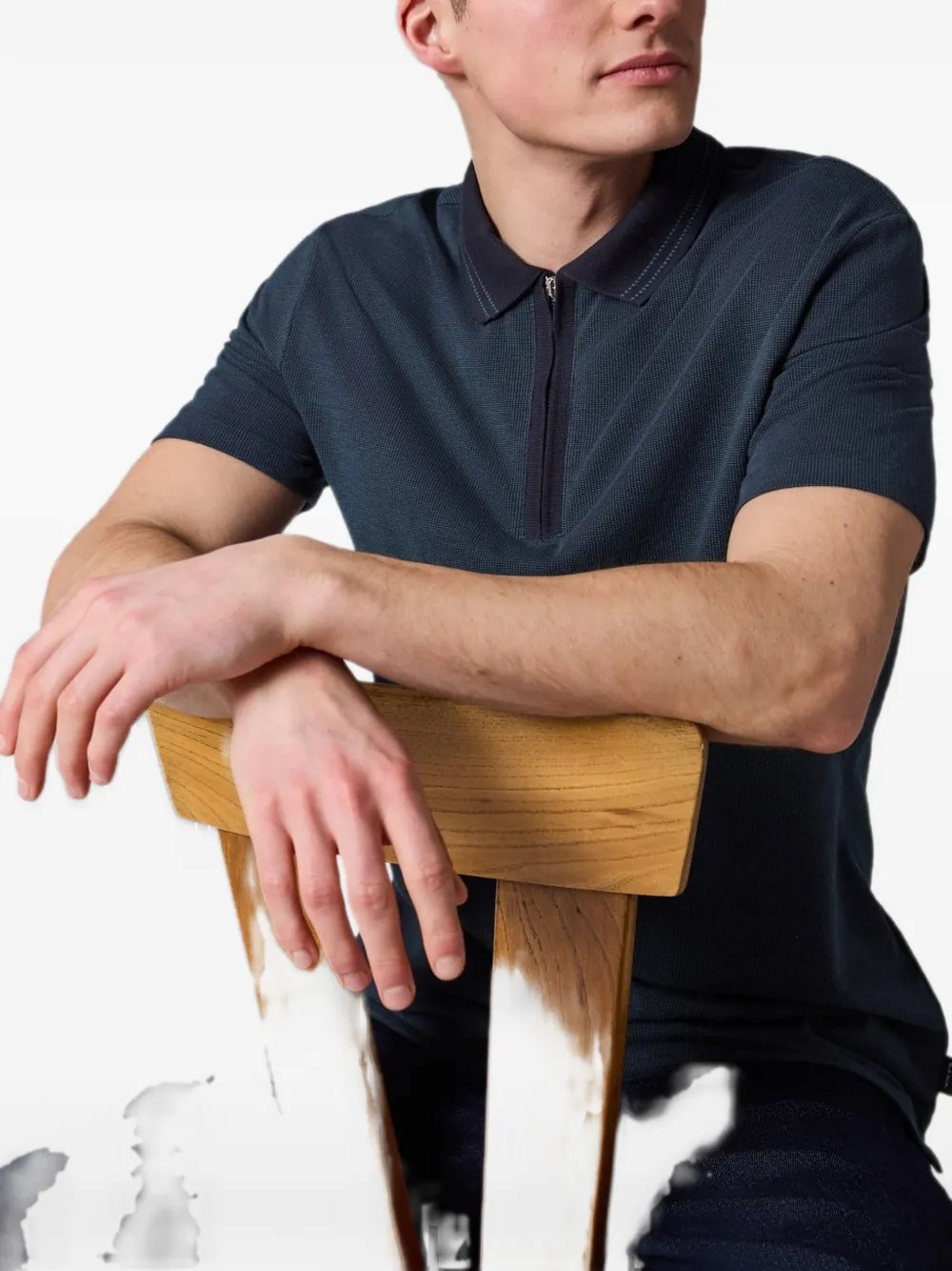 PS Paul Smith Poloshirt met rits Blauw