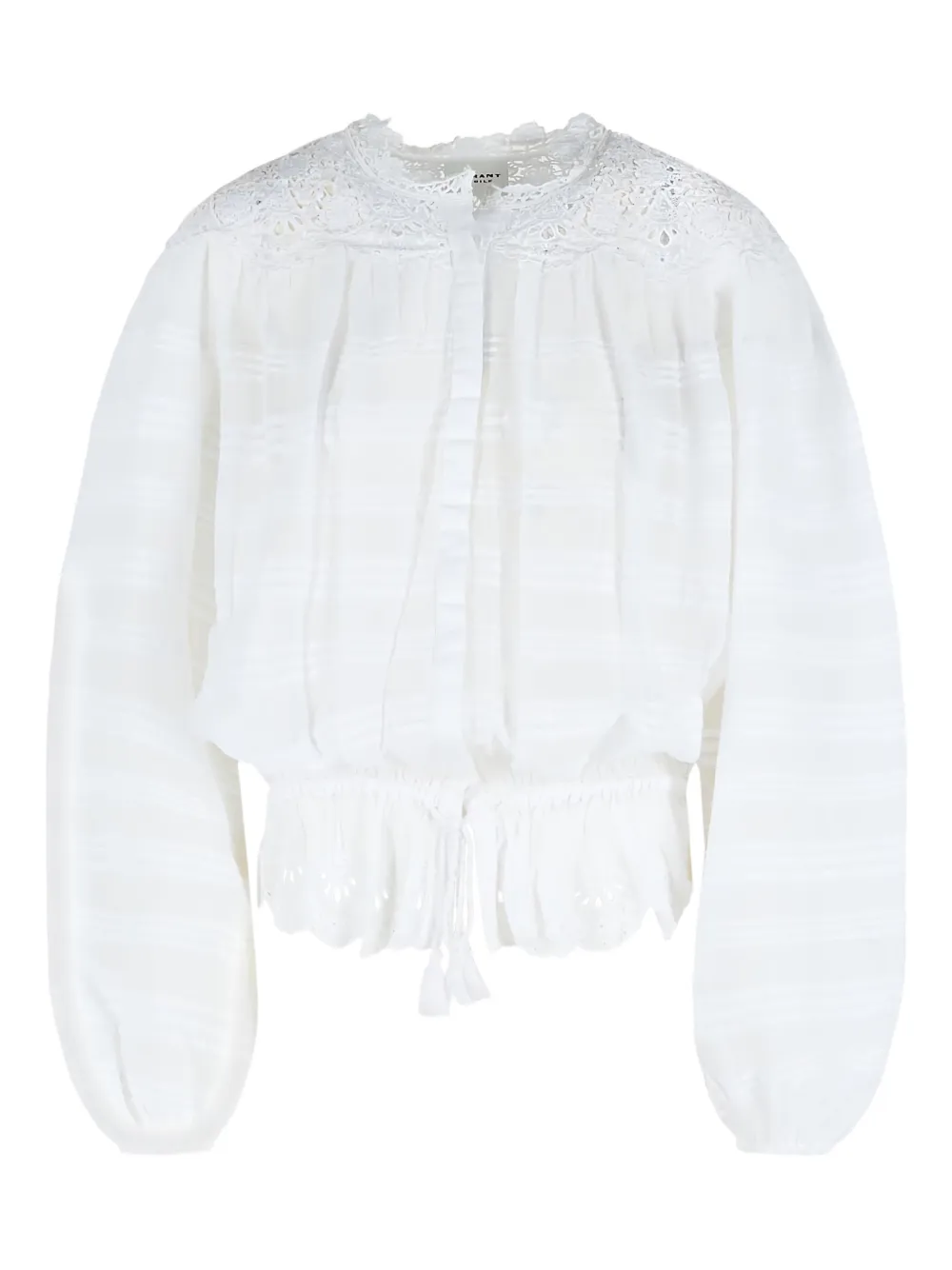 ISABEL MARANT Polly lace pleated cotton top - Bianco