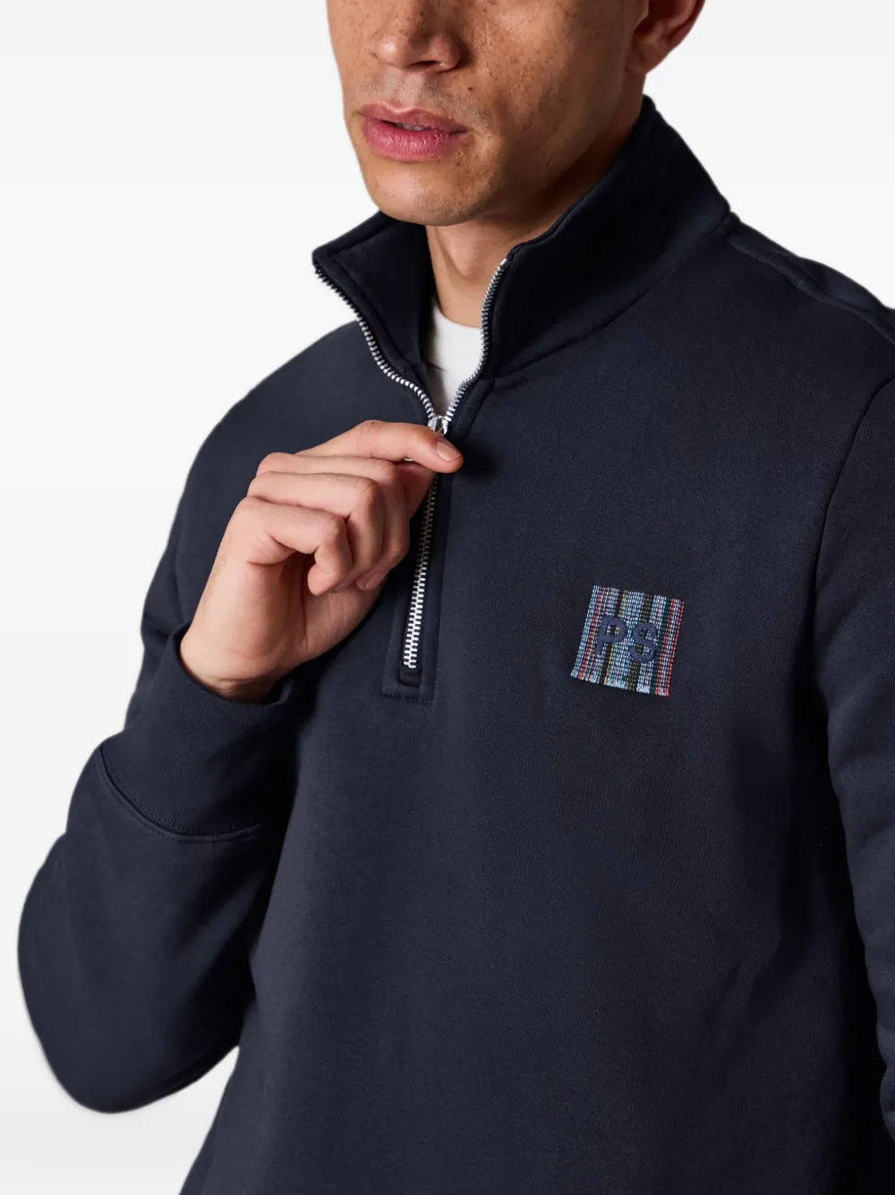 PS Paul Smith Sweater met geborduurd logo en rits Blauw