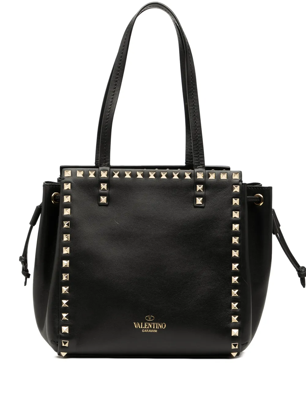 Valentino Garavani Pre-Owned 2000-2017 Leather Rockstud Drawstring tote bag - Black