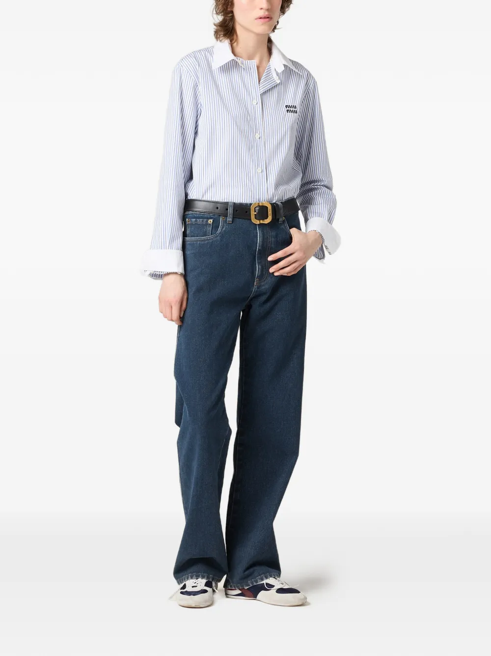 Miu Miu Flocked embroidered-patch jeans | Jeans anchos | Image 2