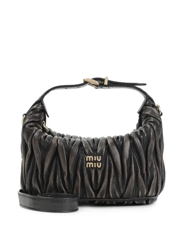 Miu Miu Matelassé Leather Mini Bag in Brown