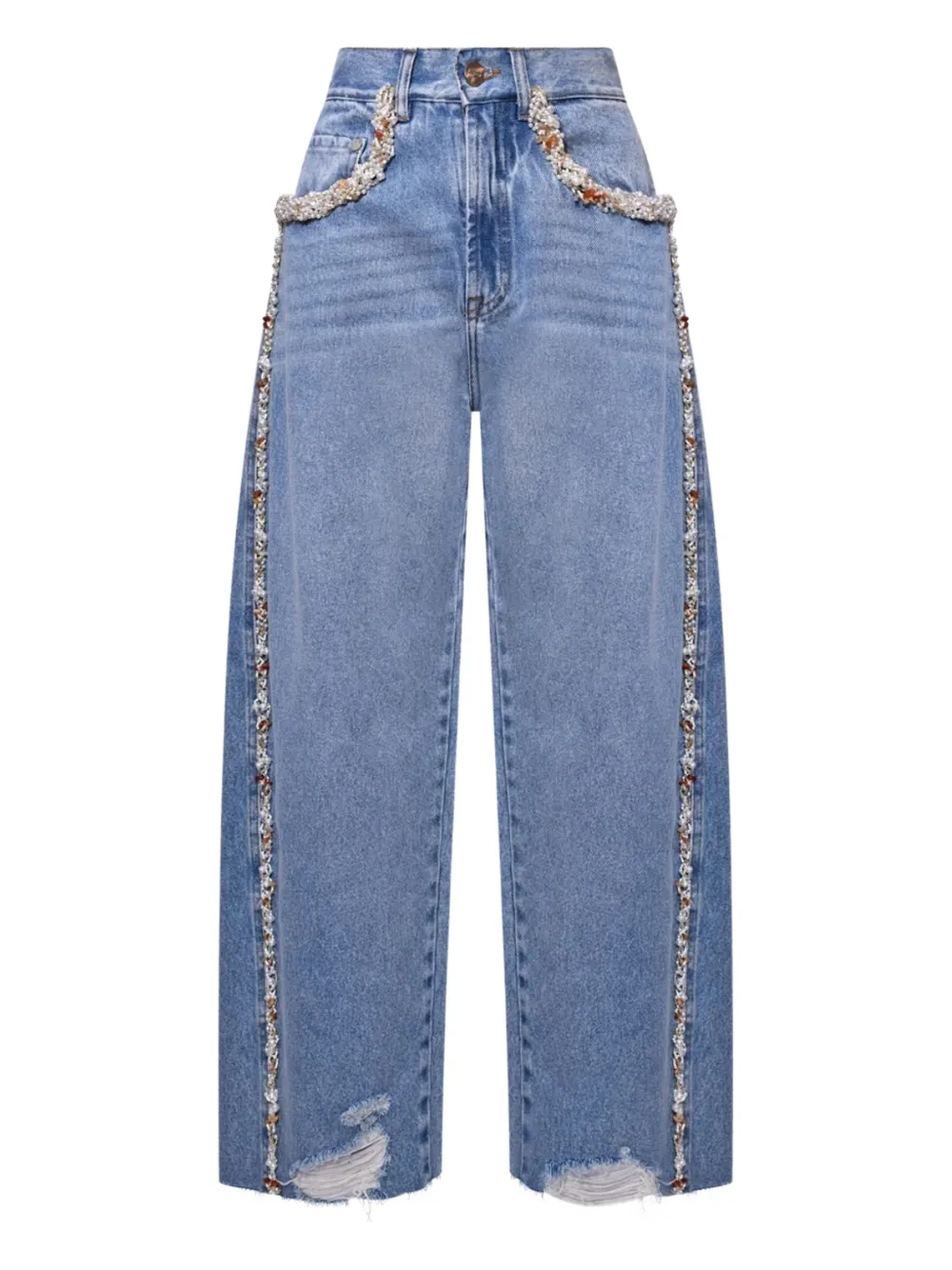 PatBO Camila Coelho beaded jeans - Blu