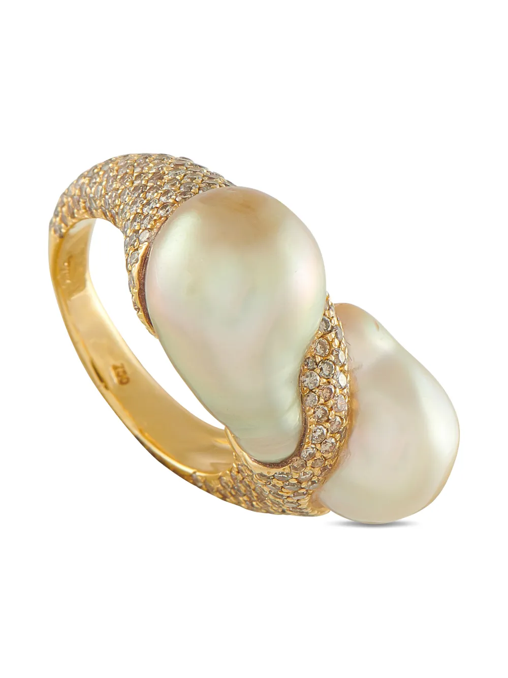 YVEL Yvel 18K yellow gold 2.0ct diamond and baroque pearl ring - Oro