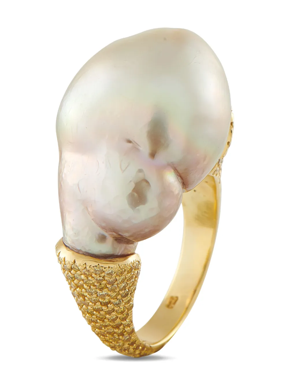 YVEL Yvel 18K Yellow Gold 1.90ct Diamond and Baroque Pearl Ring - Oro