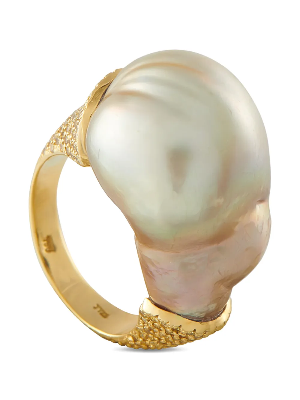 YVEL Yvel 18K Yellow Gold 1.90ct Diamond and Baroque Pearl Ring - Oro