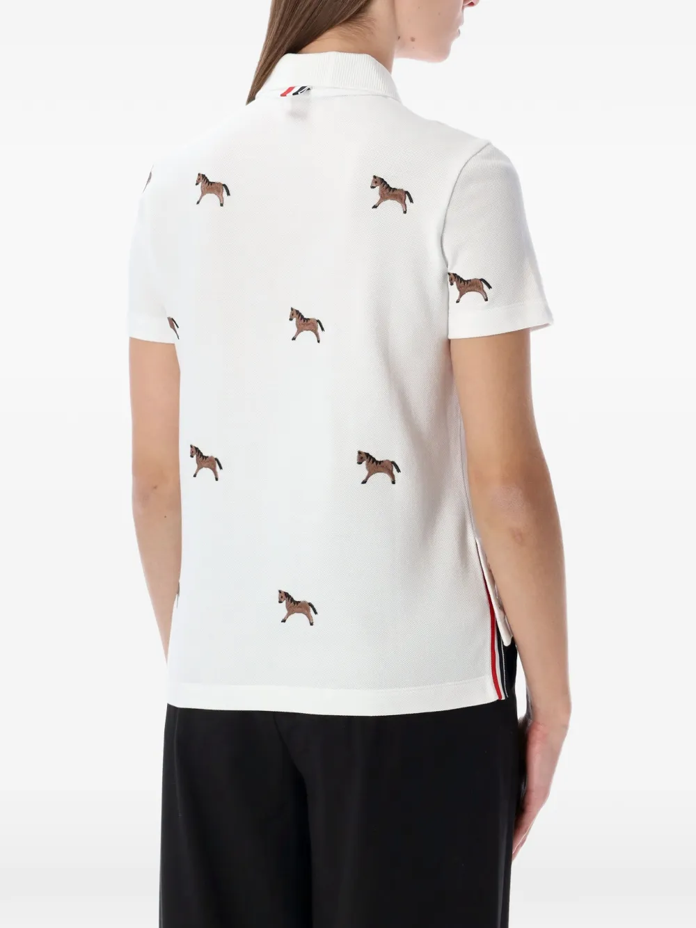 Thom Browne Poloshirt met geborduurd paard en korte mouwen - Wit