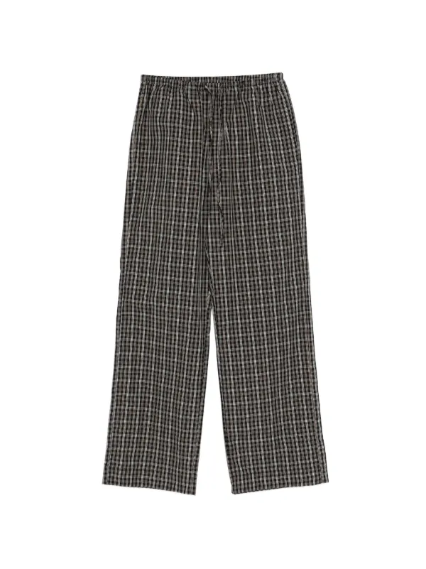 Róhe Drawstring Checked Trousers in Black
