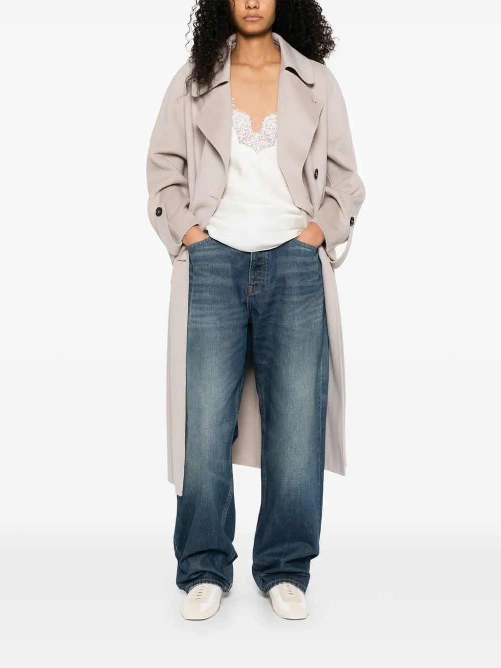 Róhe lace V-neck top - Beige