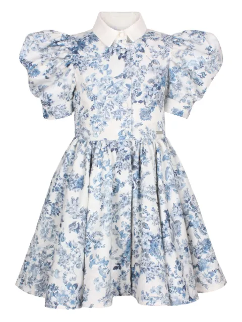 JESSIE AND JAMES KIDS puff-sleeve floral-print dress