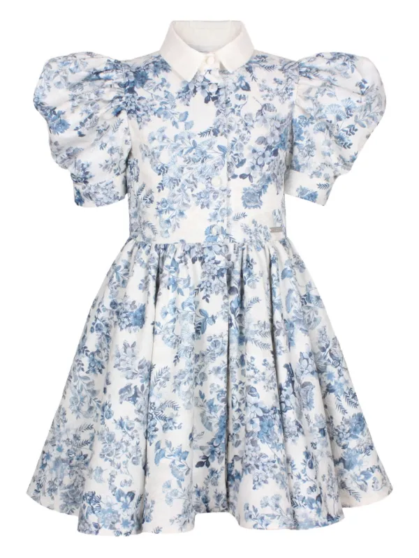 Jessie & James Girls Blue Flower Shirt Dress 8 Years
