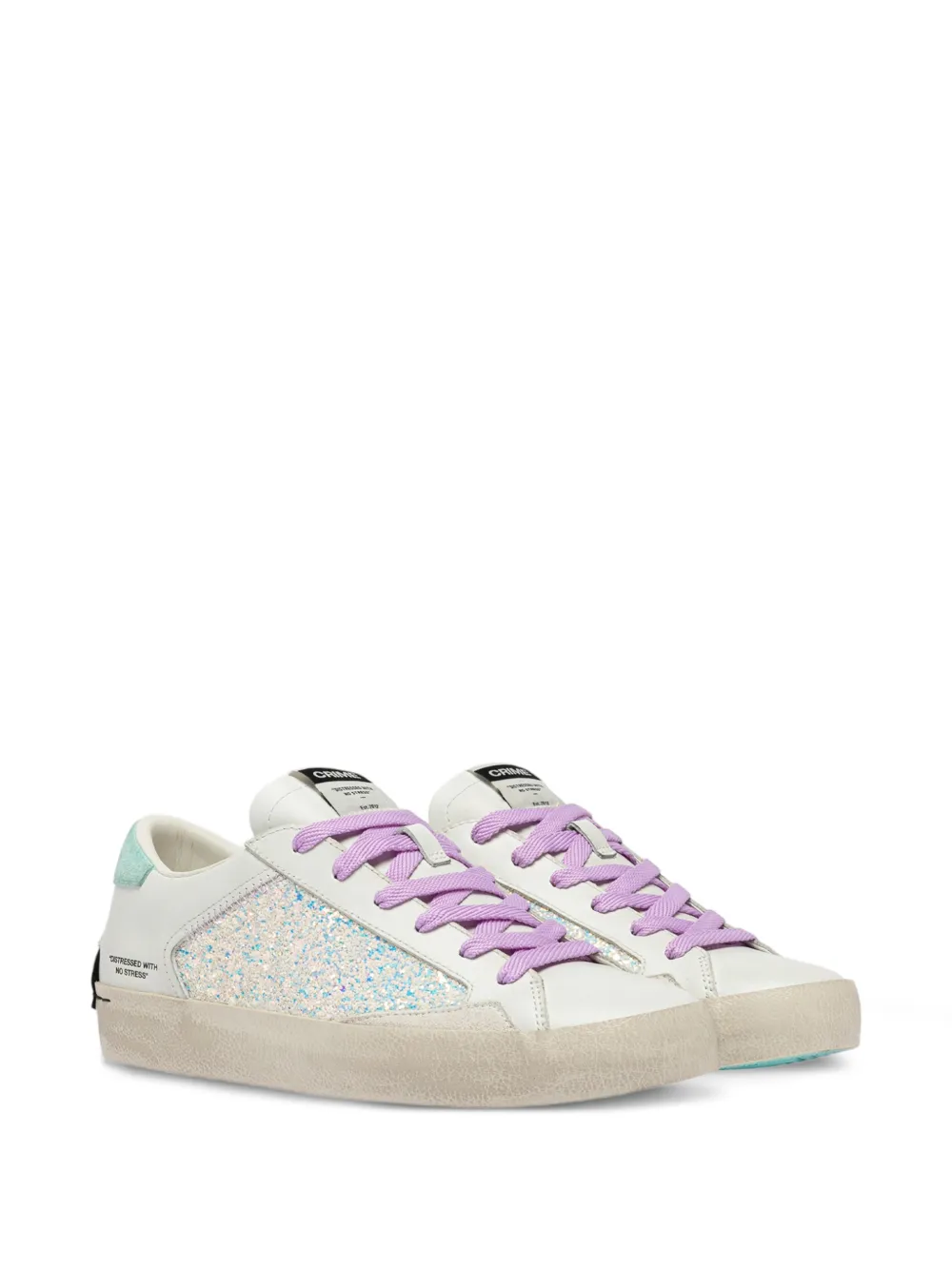 Crime London Sneakers met glitter Wit