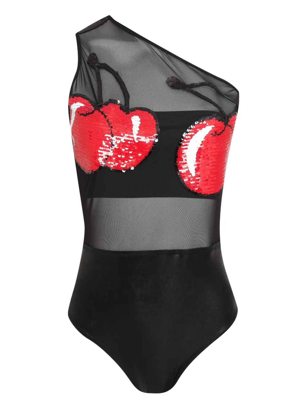 Brigitte sequin-embellishment one-shoulder swimsuit - Nero