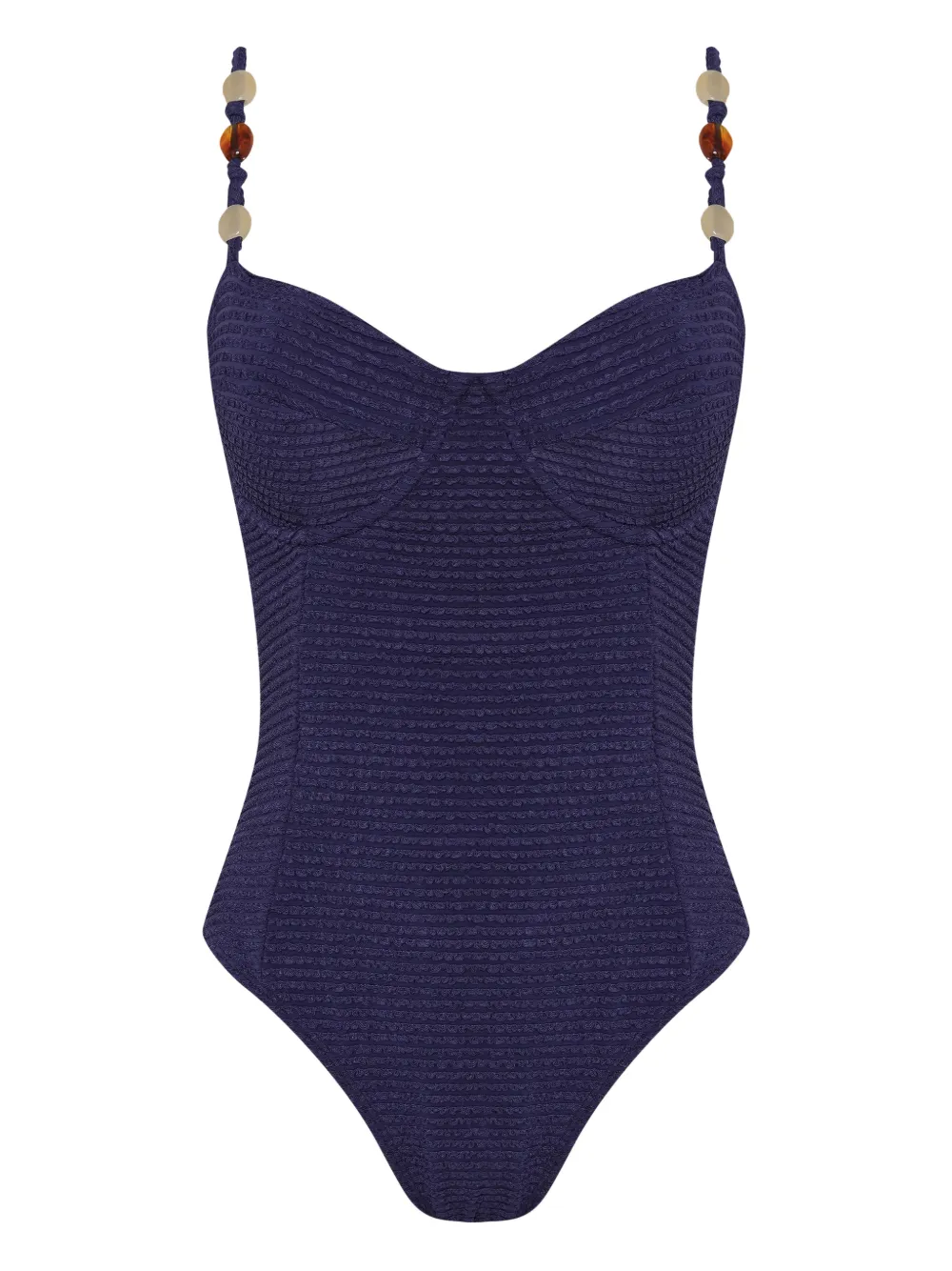 Brigitte beaded-strap swimsuit - Blu
