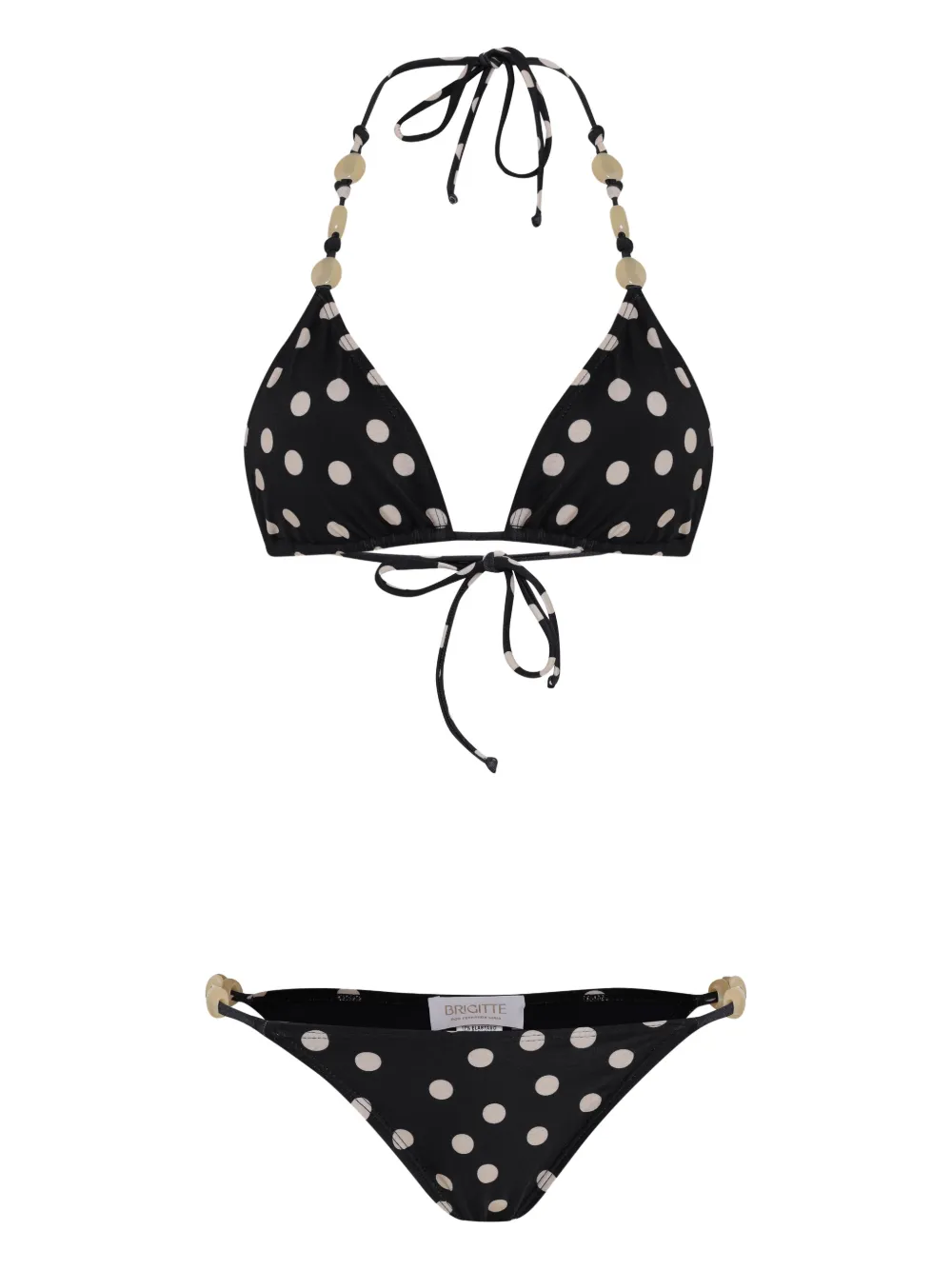 Brigitte beaded-strap bikini - Nero