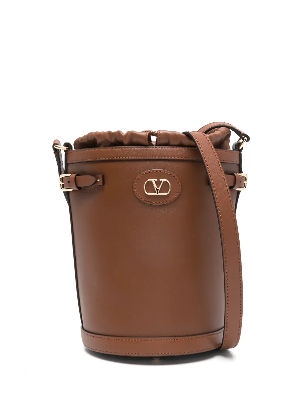 Valentino Garavani Antibes logo-plaque bucket bag - Marrone