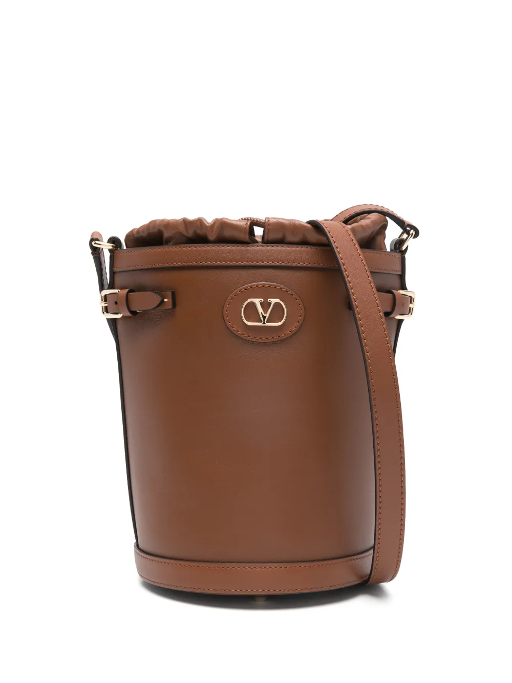 Valentino Garavani Antibes logo-plaque bucket bag - Marrone