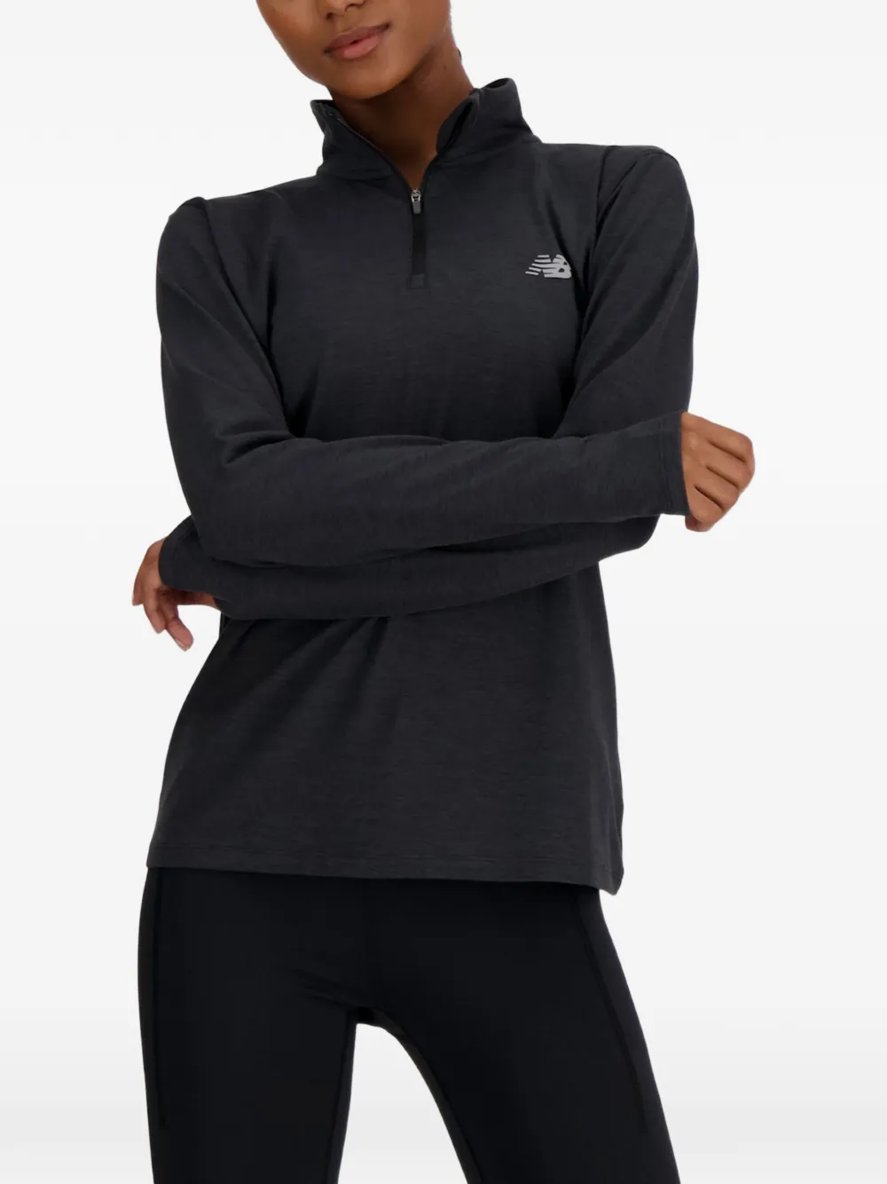New Balance Sport Essentials Space Dye 1 4 Dip sweater Zwart