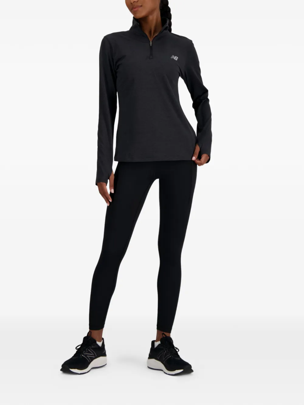 New Balance Sport Essentials Space Dye 1 4 Dip sweater Zwart