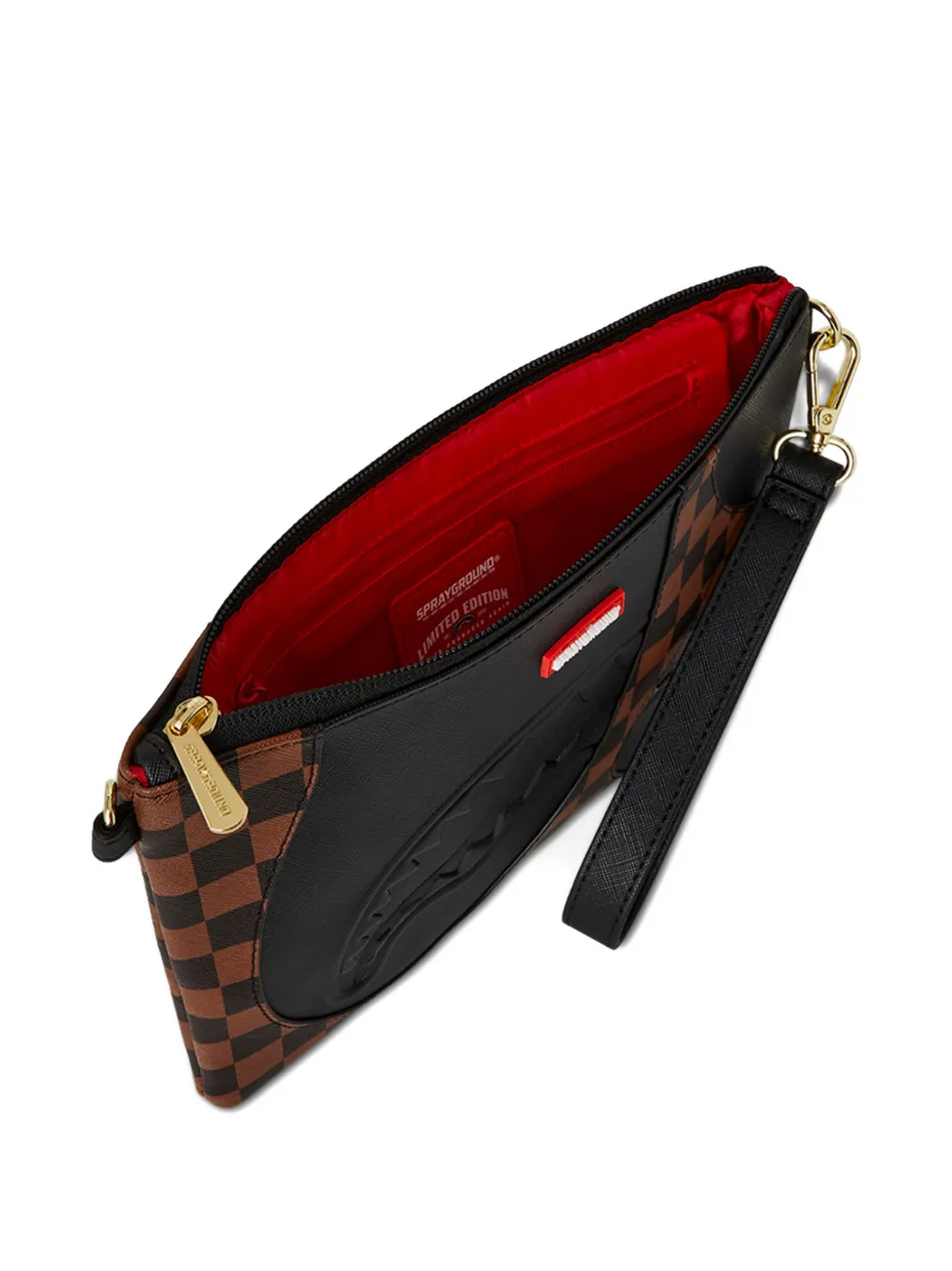 Sprayground Jetstream geruite clutch met reliëf Bruin