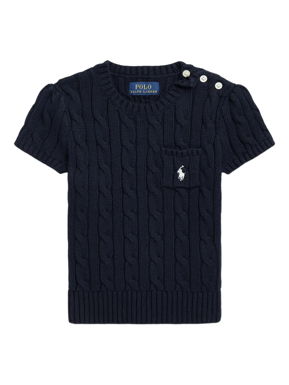 POLO RALPH LAUREN KIDS cable-knit short-sleeve T-shirt - Blu