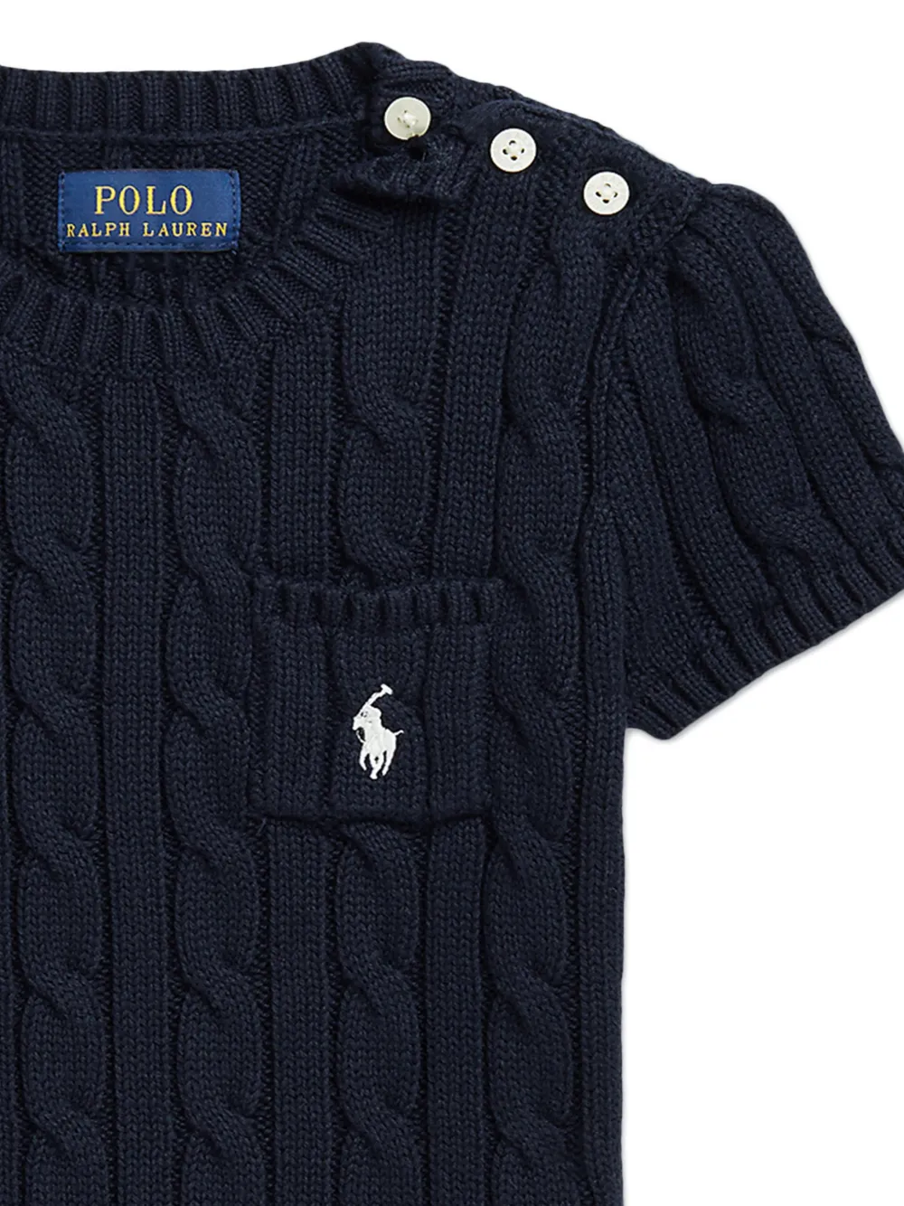 POLO RALPH LAUREN KIDS Kabelgebreid T-shirt met korte mouwen Blauw