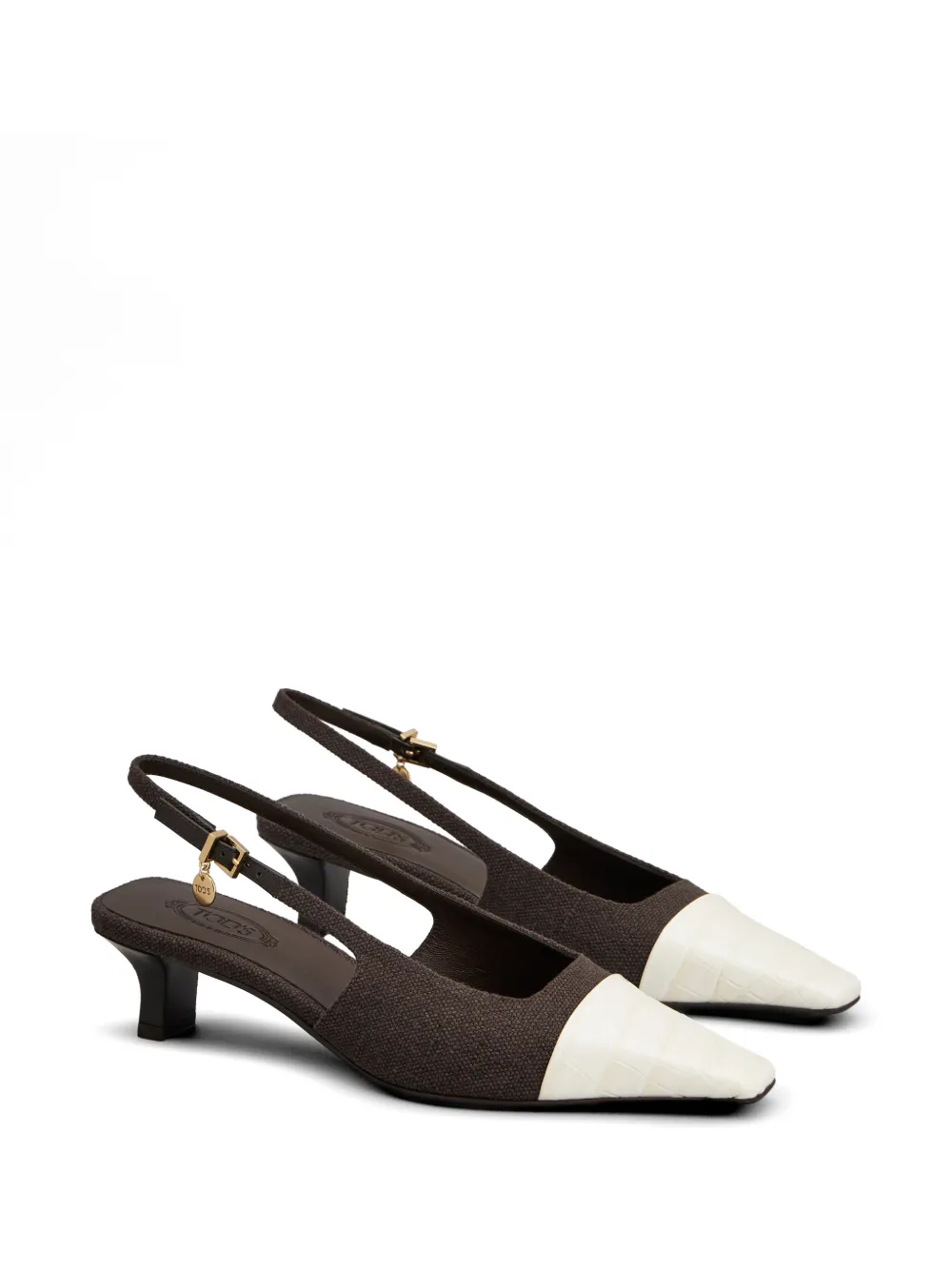Tod's Slingback pumps met krokodillen-reliëf Bruin