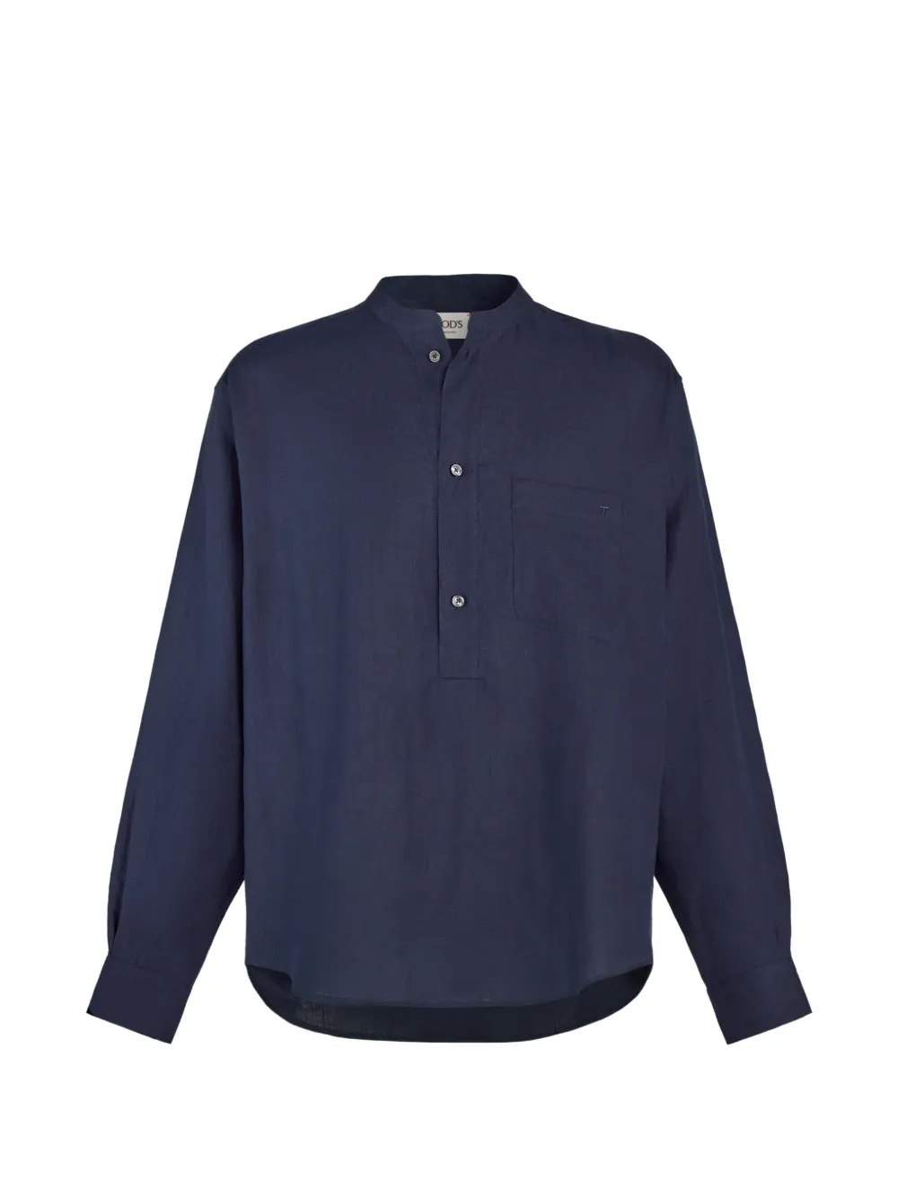 Tod's band-collar patch-pocket shirt - Blue