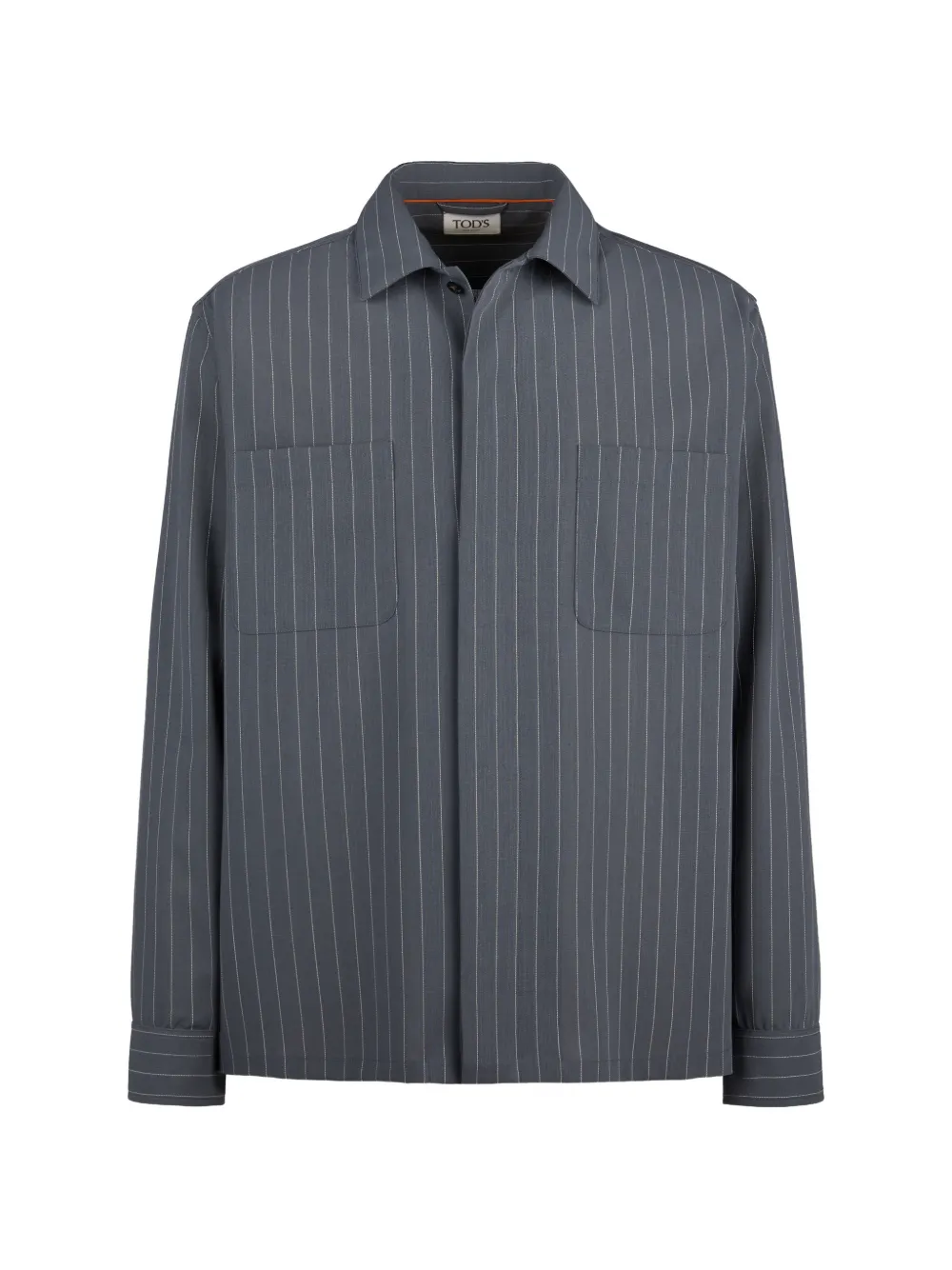 Tod's pinstripe-pattern front-pocket shirt - Grey
