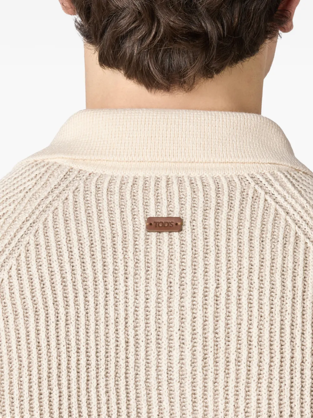 Tod's Geribbelde trui met V-hals Wit