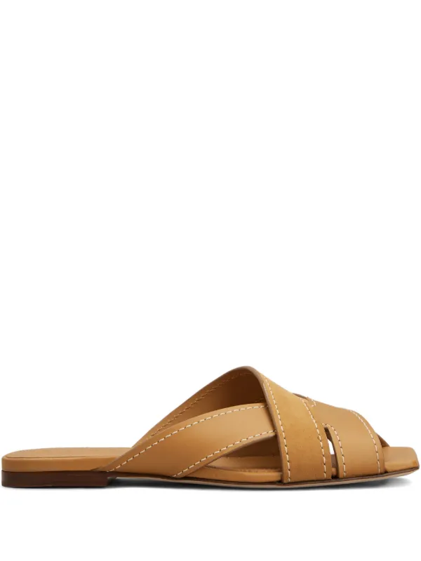 [美品]TOD'Sレザークロスストラップフットベルトサンダル Tod's クロスストラップ サンダル | ブラウン | FARFETCH JP