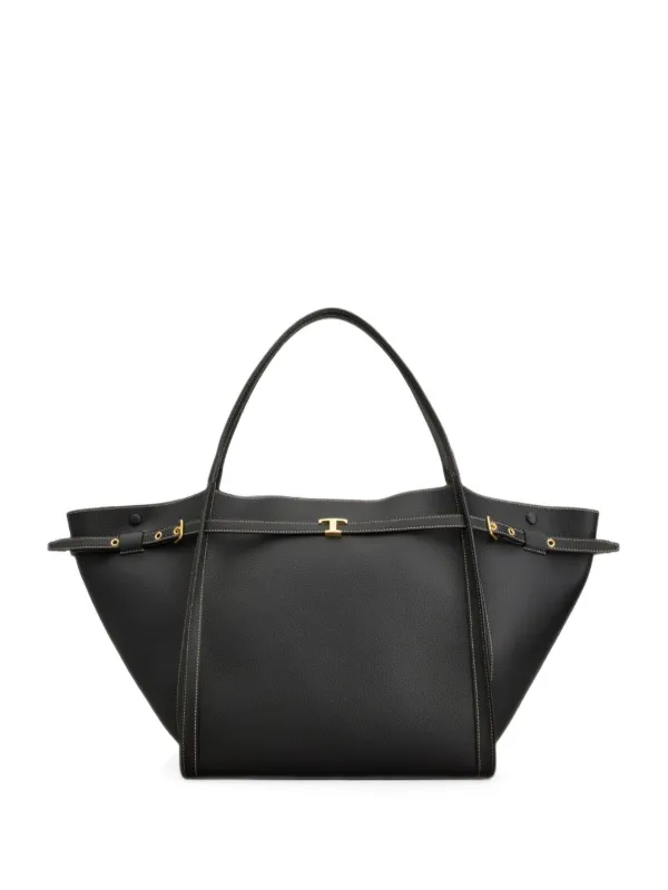 Tod's T Signature Shopping Bag in Leather Medium in Black