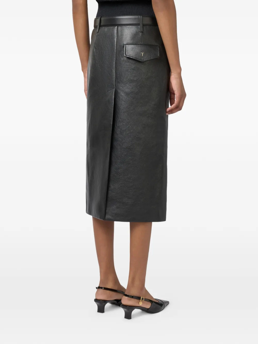 Tod's Leren midi-rok Zwart