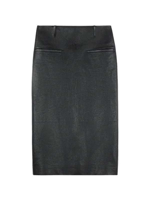 Tod's Midi Leather Skirt in Black
