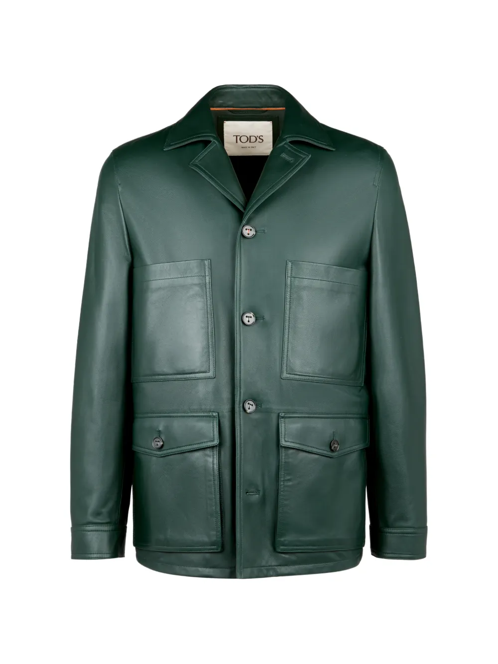 Tod's flap-pockets leather jacket - Green