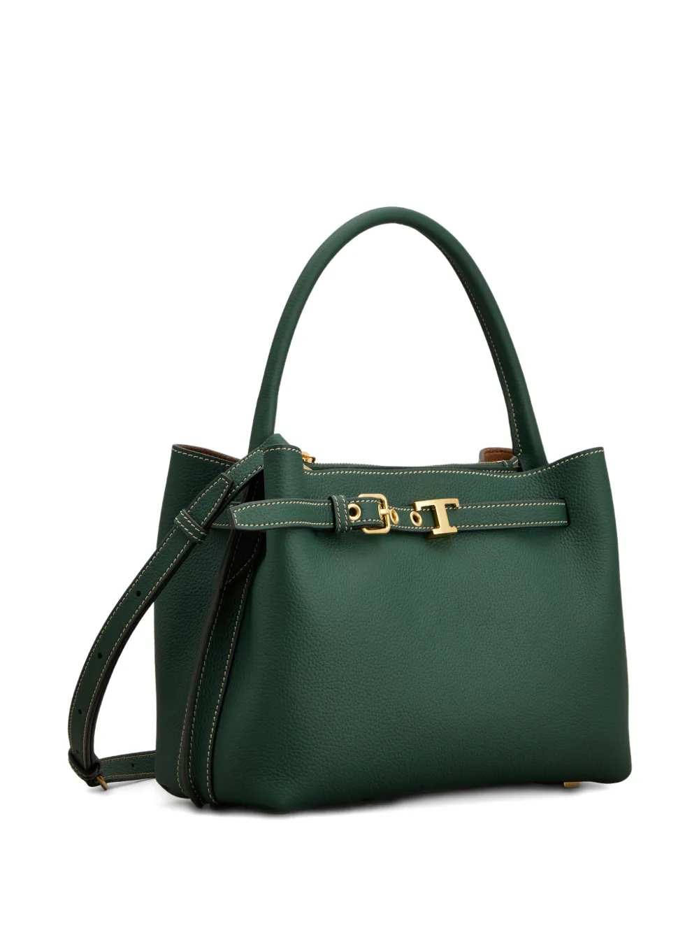 Tod's T Signature Mini Handbag in Leather in Green, view 3
