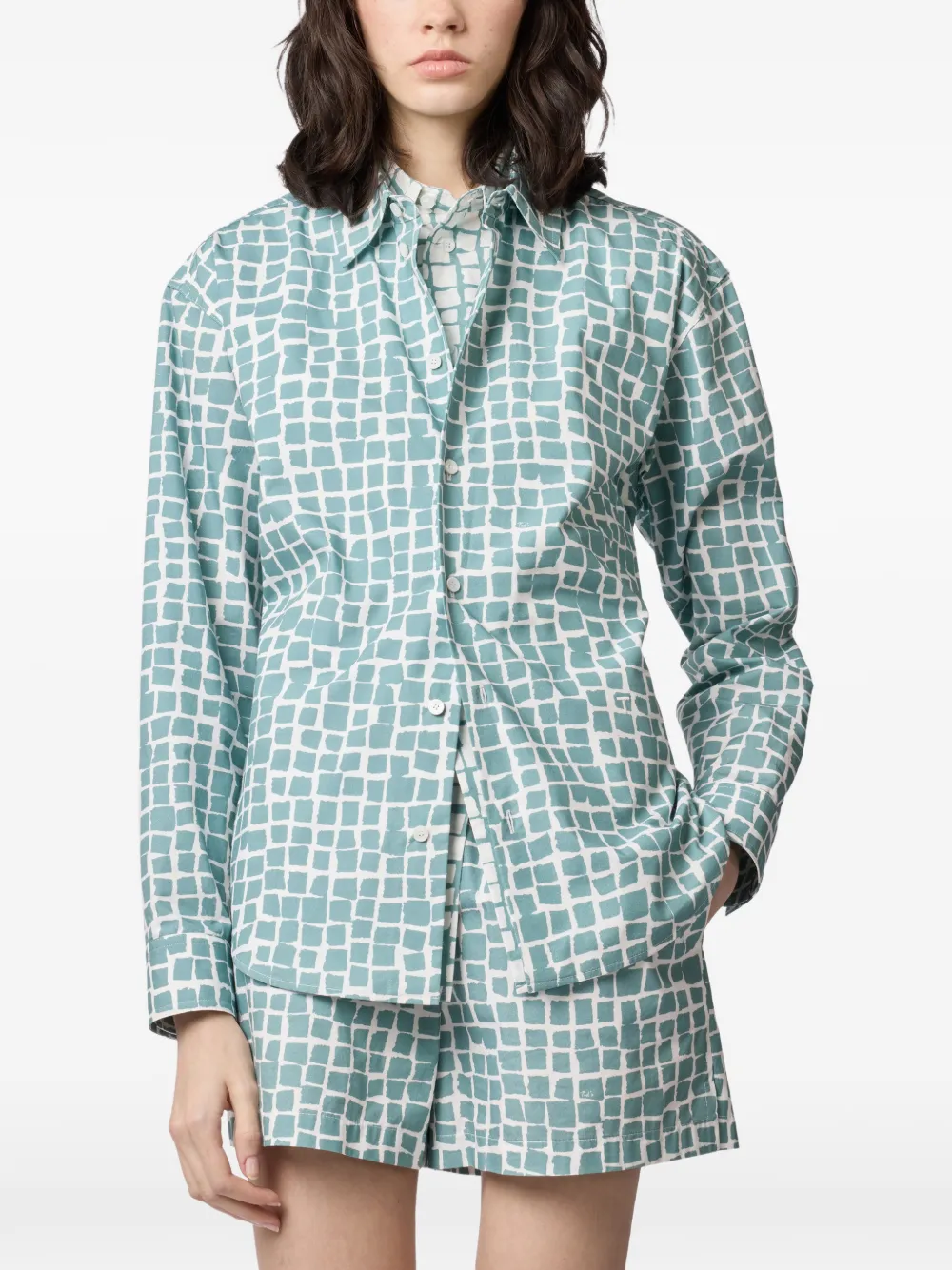 Tod's Blouse met ceintuur en print Blauw