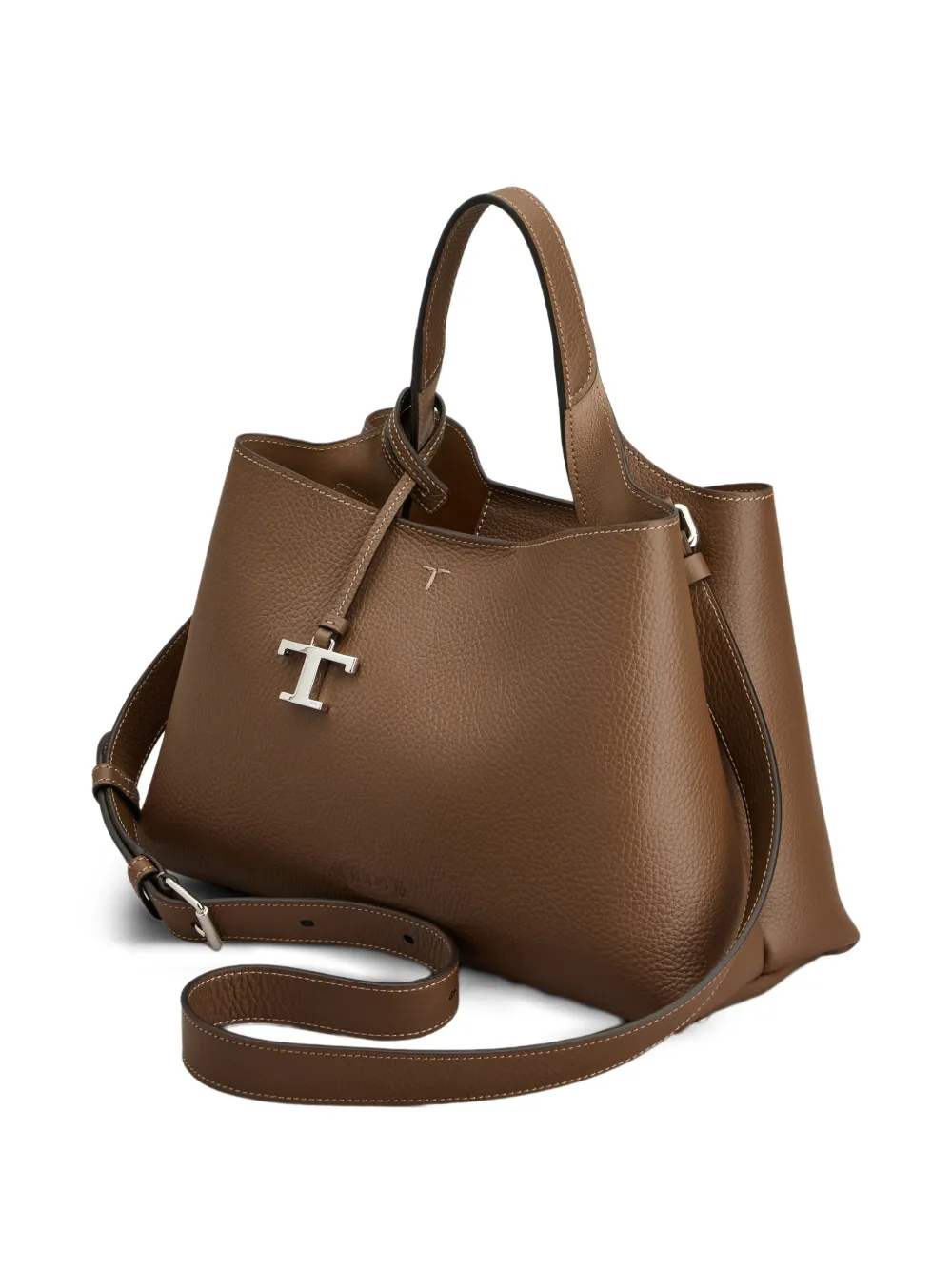 Tod's Shopper met handgreep en logo bedel Bruin