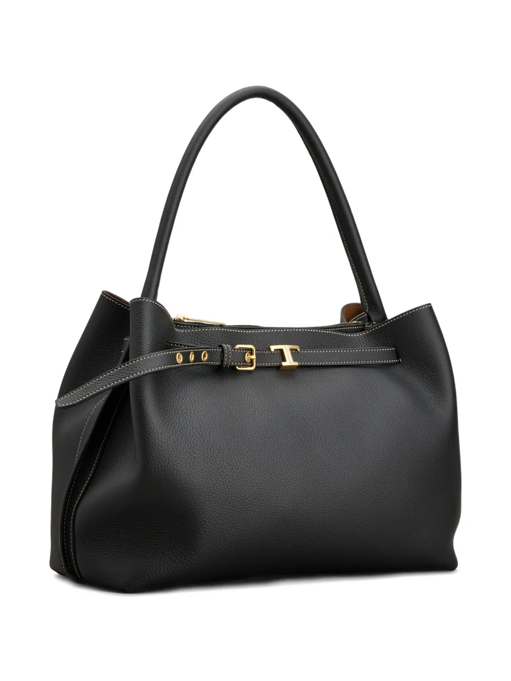  Tod's Small T Timeless Buckle Tote Bag - Black 