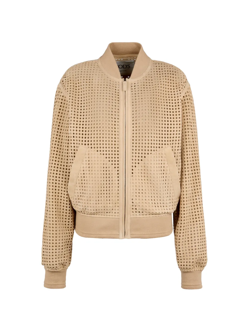 Tod's perforated suede bomber jacket - Neutrals