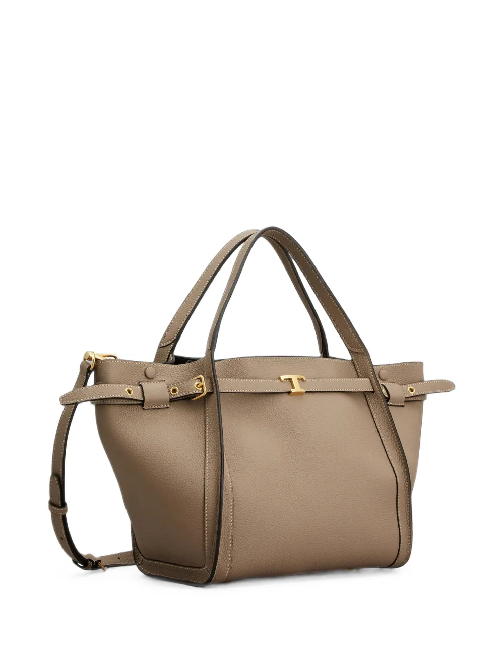 Tod's T Signature Shopping Bag in Leather Small in Neutrals, view 4